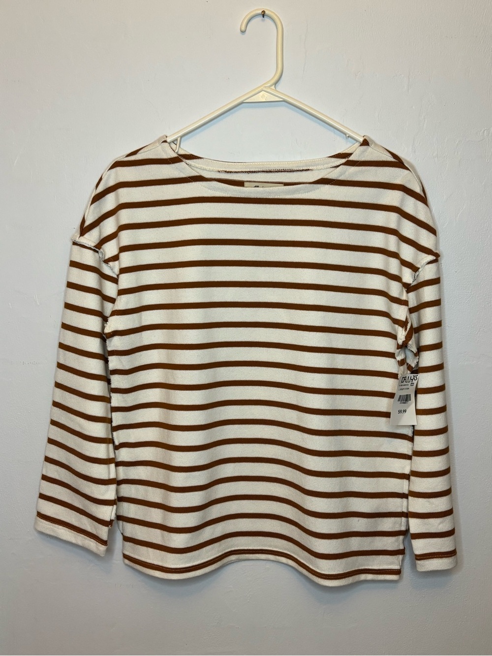 NWT Madewell Striped Heavyweight Long Sleeve T-Shirt XS Brown